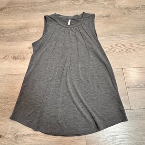 Syoss Women Gray Pleated Neck Sleeveless Tank Top Size Medium M